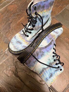 Dr. Martens Pastel Tie-Dye Blue & Purple Lace-Up Boots